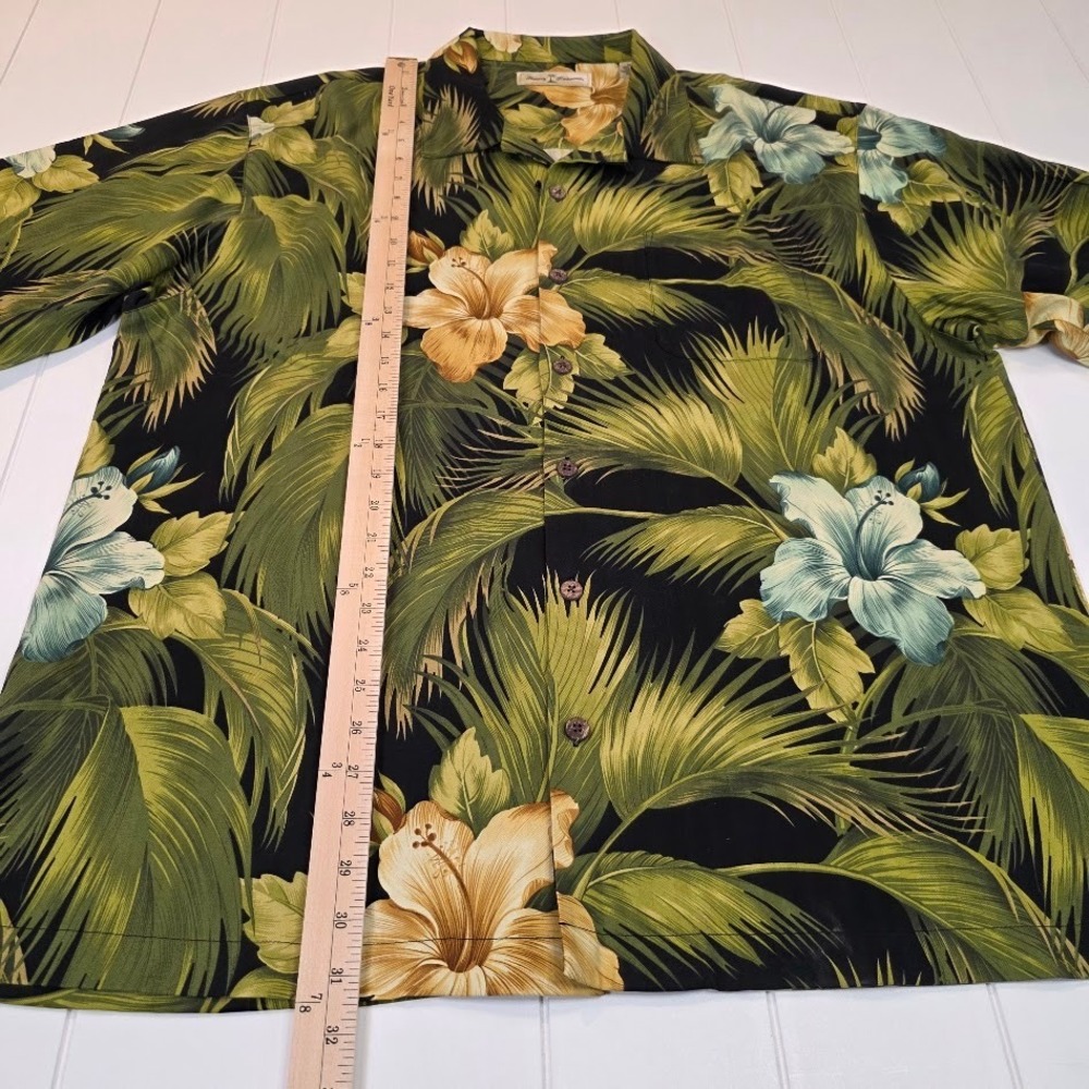 Tommy Bahama Mens XL Special Rum Camp Shirt Black Green Silk Tropical Floral NEW - Picture 9 of 9